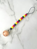 beaded dummy chain, dummy clip, dummy holder, aboriginal flag colours