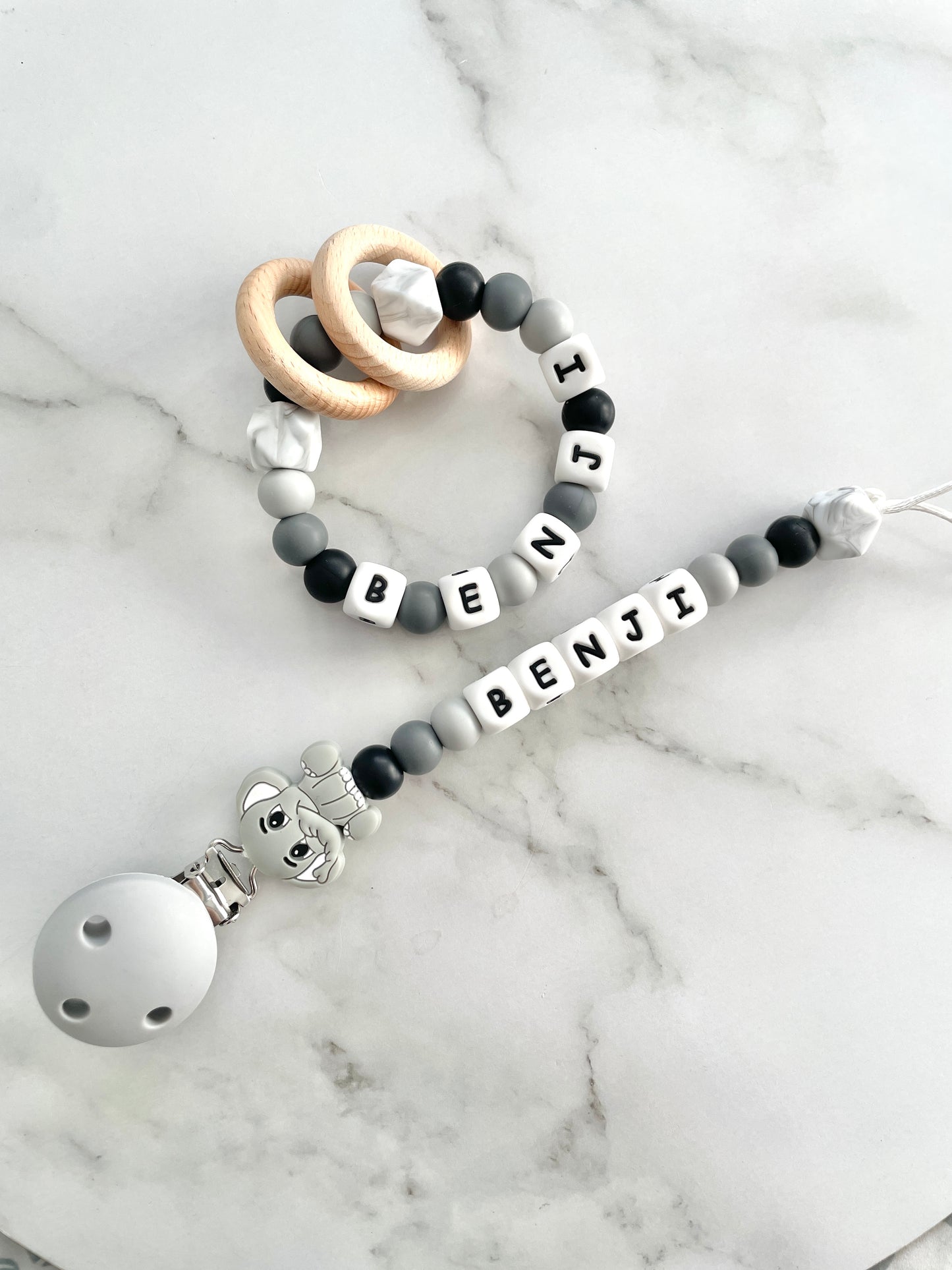 Personalised Dummy Chain - Boy Elephant