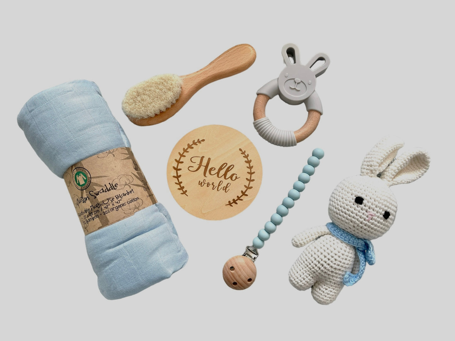 Newborn gift hamper, baby shower gift, baby gift box, blue, contents