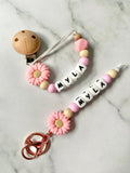 Personalised Dummy Chain - Pink Daisy