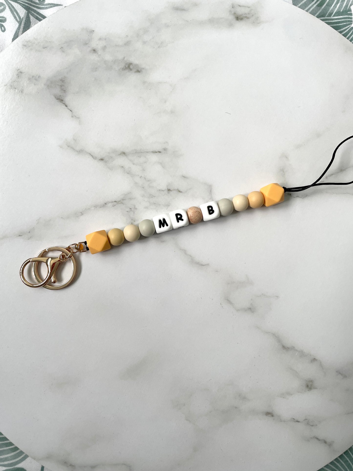 personalised teacher lanyard beige