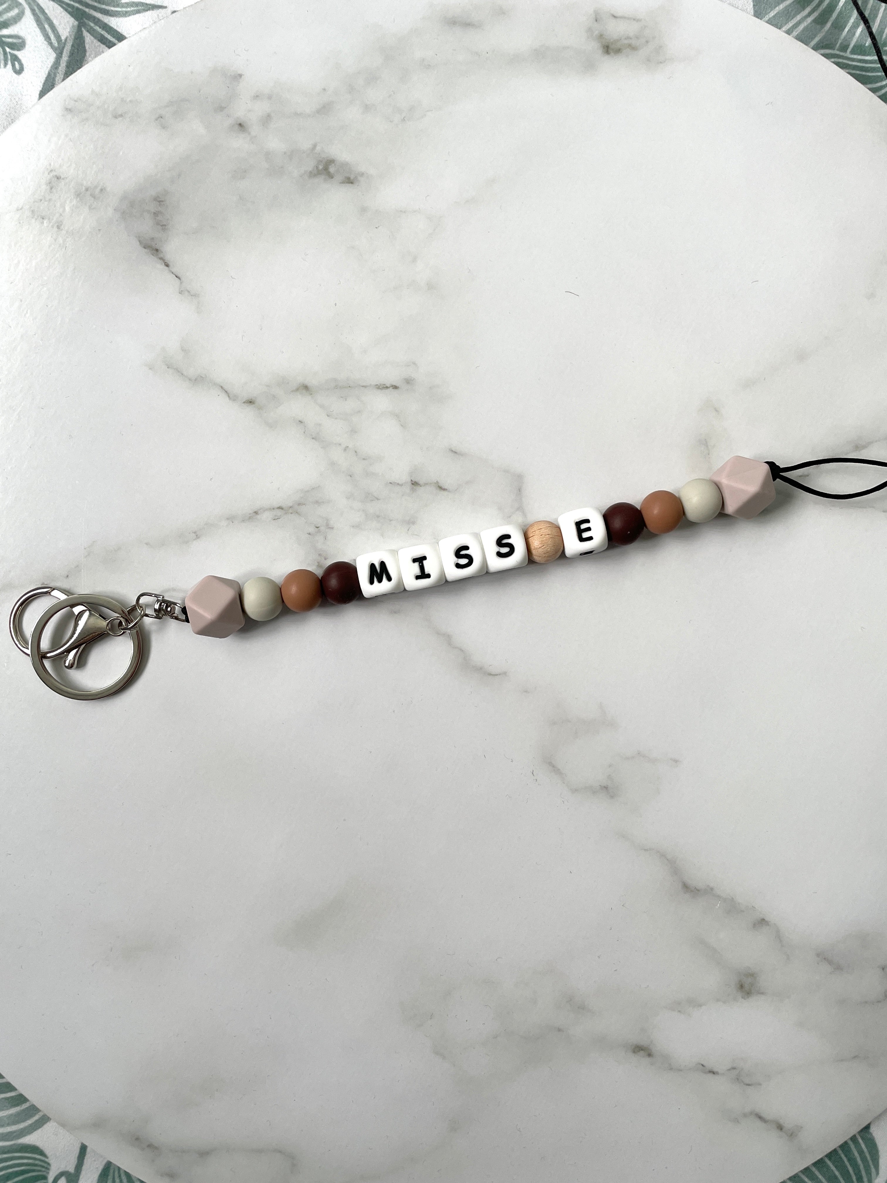 personalised teacher lanyard earthy
