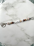 personalised teacher lanyard earthy