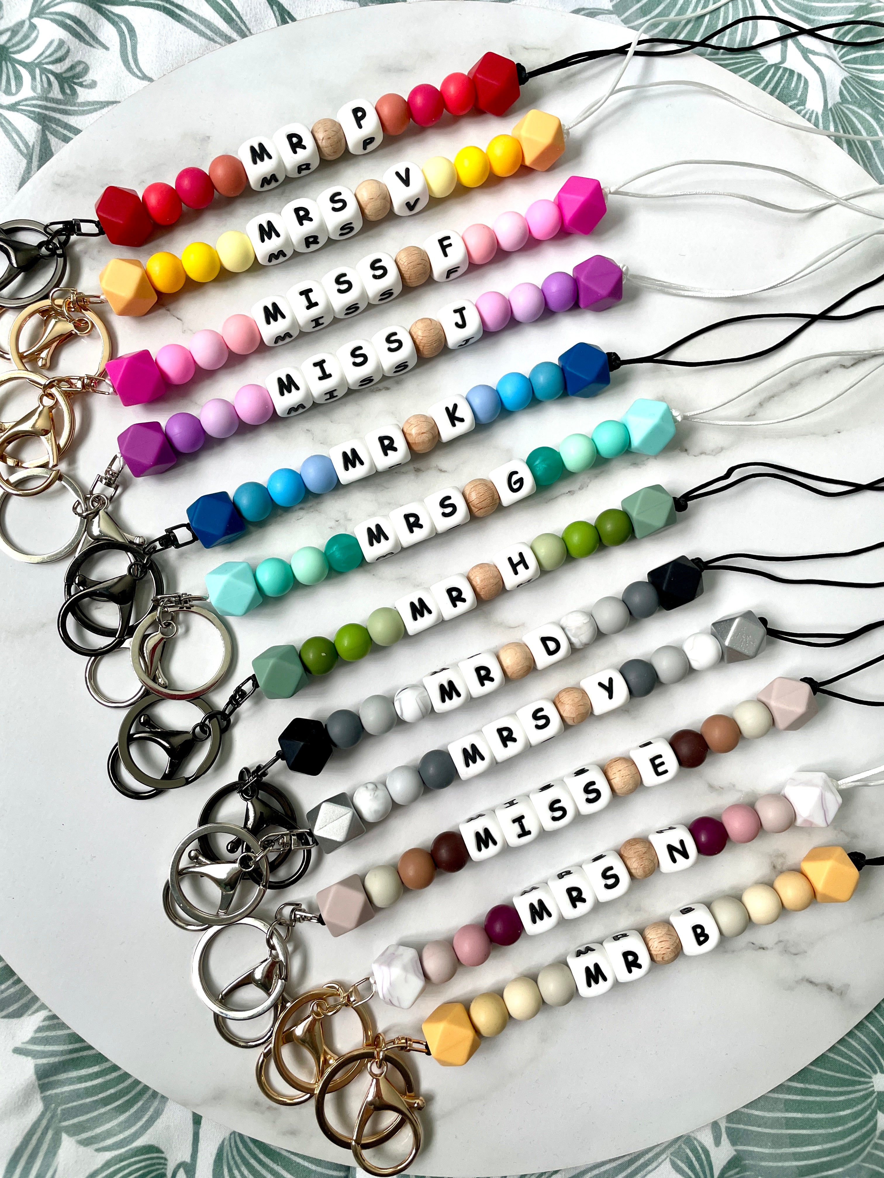 Personalised Teacher Silicone Bead Lanyard-beadsandbubs.com.au