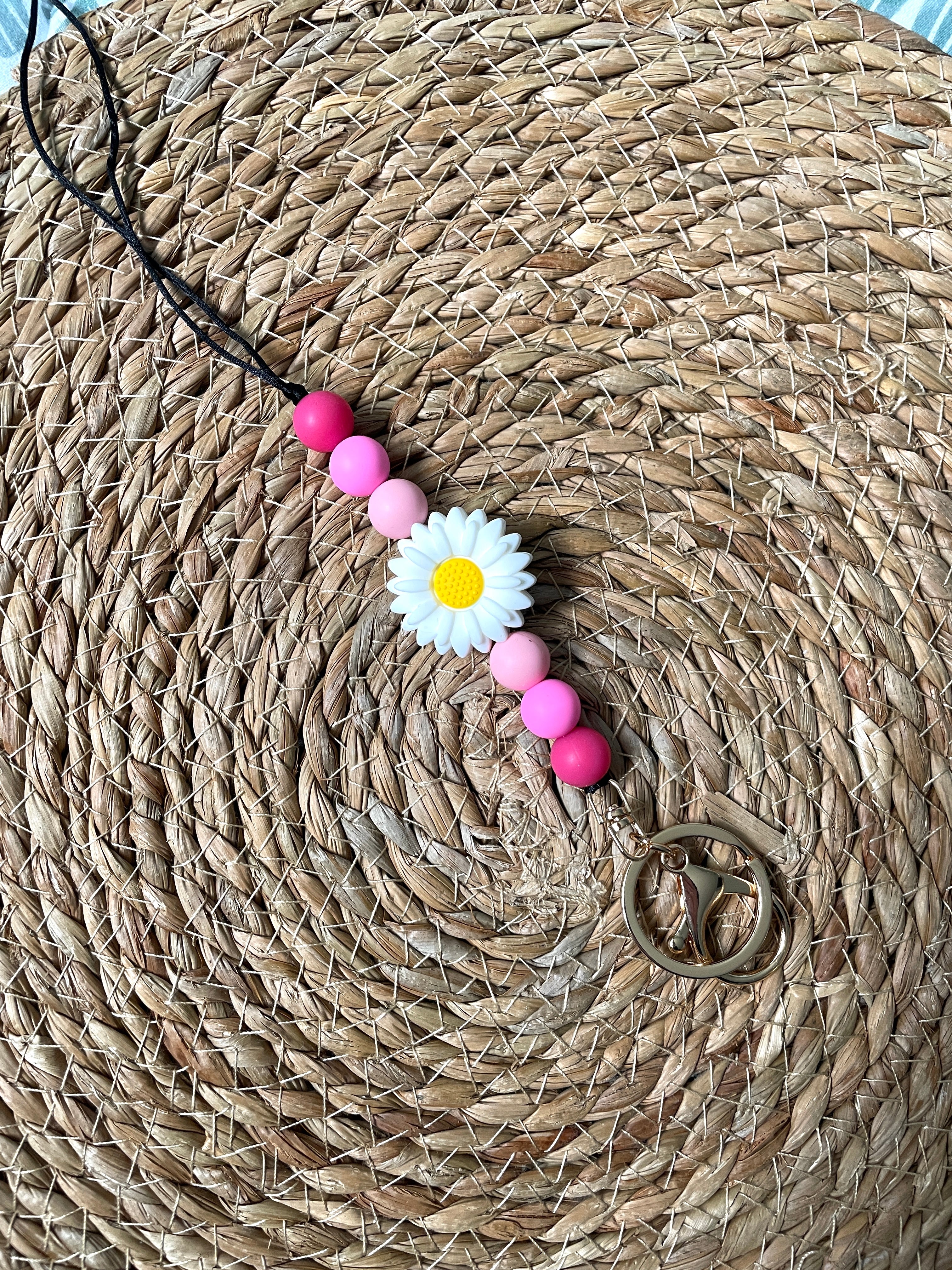daisy lanyard bright pink