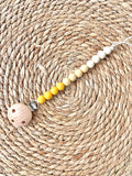 Beaded Dummy Chain, silicone dummy Clip, Dummy Holder, ombre colour - pale yellow.