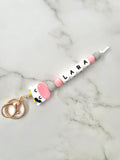 personalised cow keyring - design your own pink