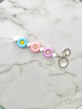 flower trio lanyard pink/blue/purple mix