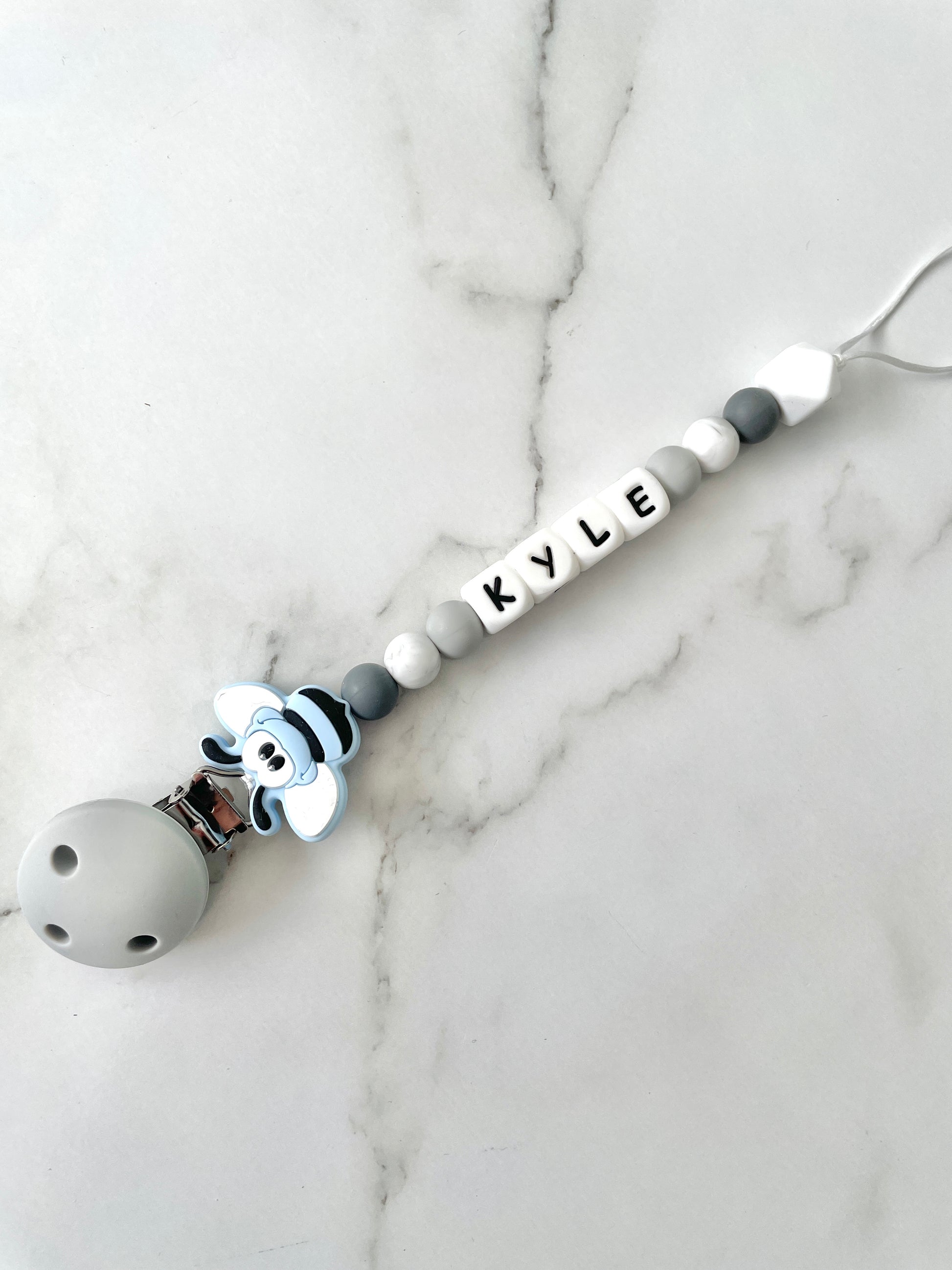 Personalised dummy chain, dummy clip, dummy holder, blue bee, Kyle design.
