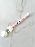 Personalised dummy chain, dummy clip, dummy holder, butterfly, Mia design.