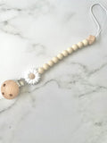 Dummy Chain, beaded dummy Clip, Dummy Holder, beige flower.