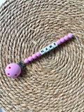 Personalised dummy chain, silicone beaded dummy clip, dummy holder - Magenta.