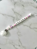 Personalised dummy chain, dummy clip, dummy holder, unicorn, Ariana design.
