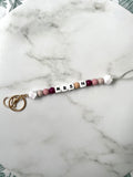 personalised teacher lanyard marble blush