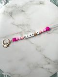 personalised teacher lanyard pink