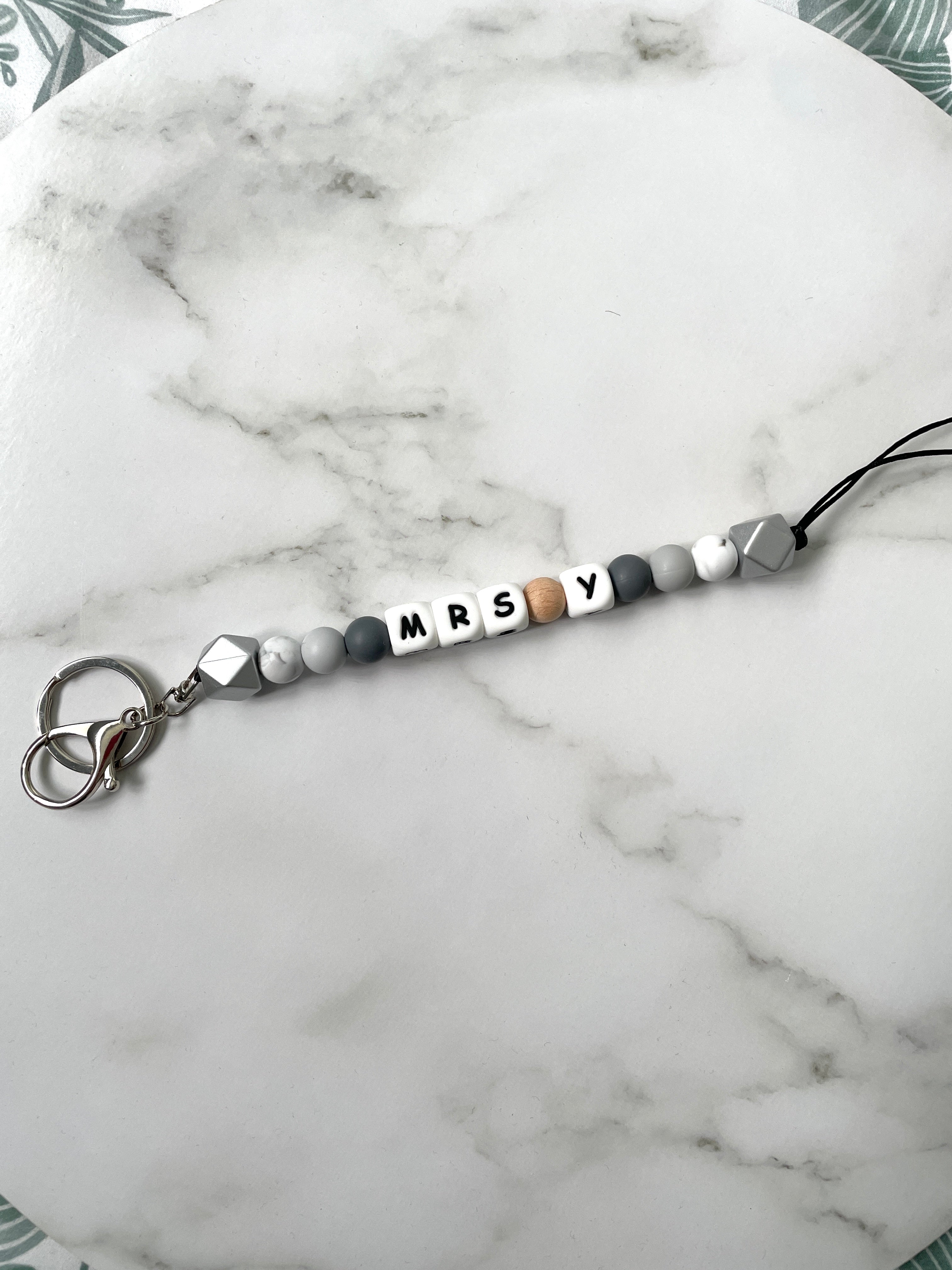 personalised teacher lanyard silver