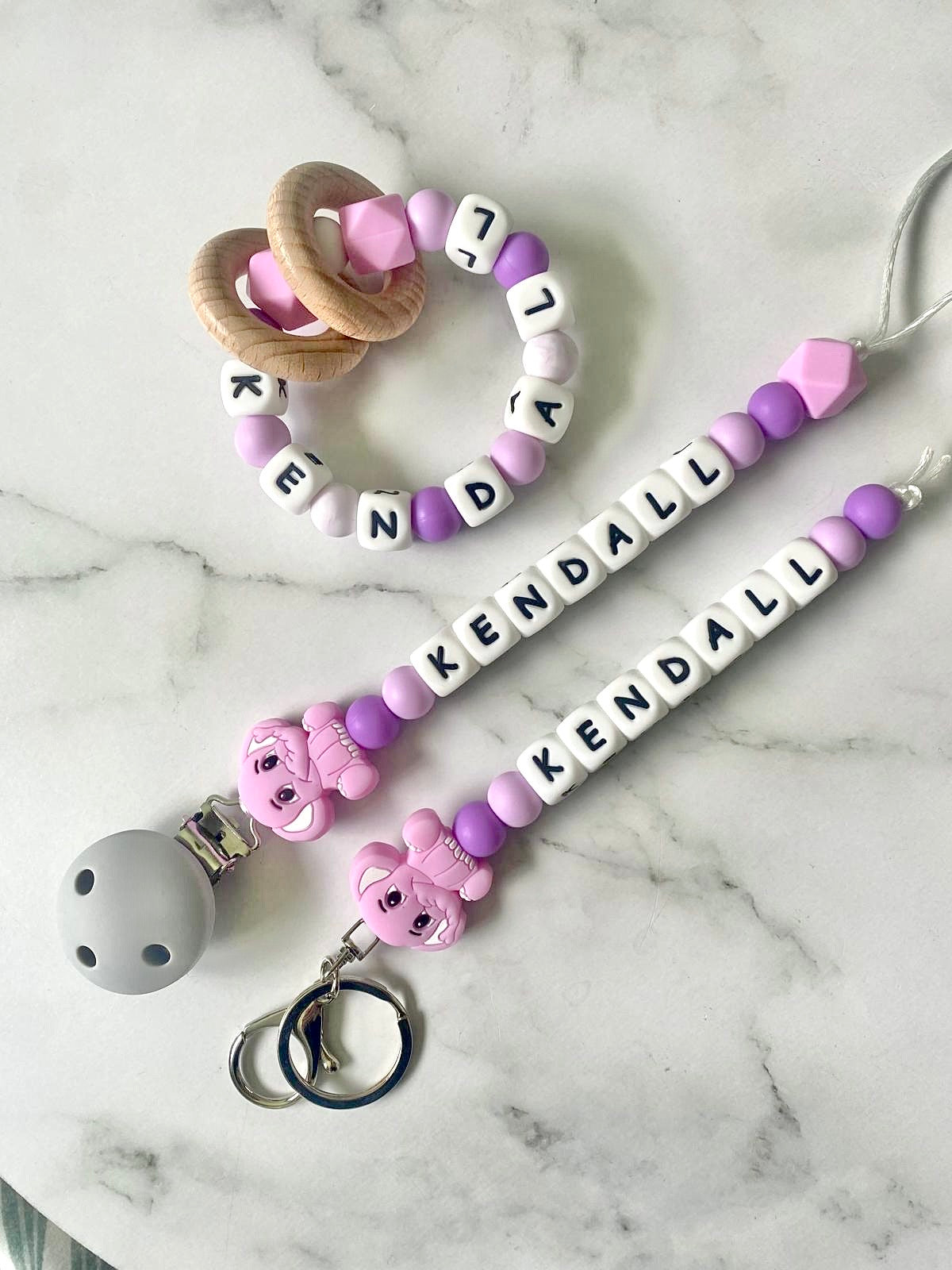 Personalised Dummy Chain - Girl Elephant