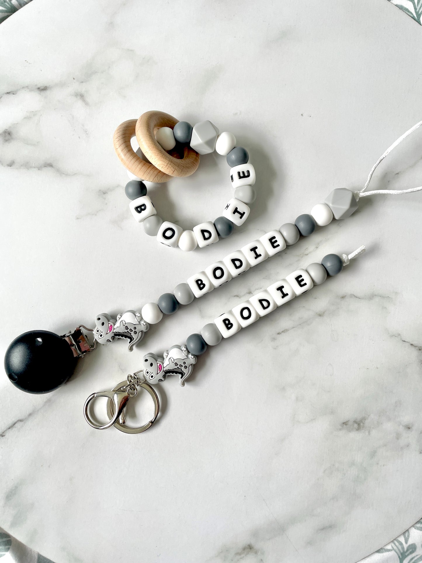 Personalised Dummy Chain -Dinosaur