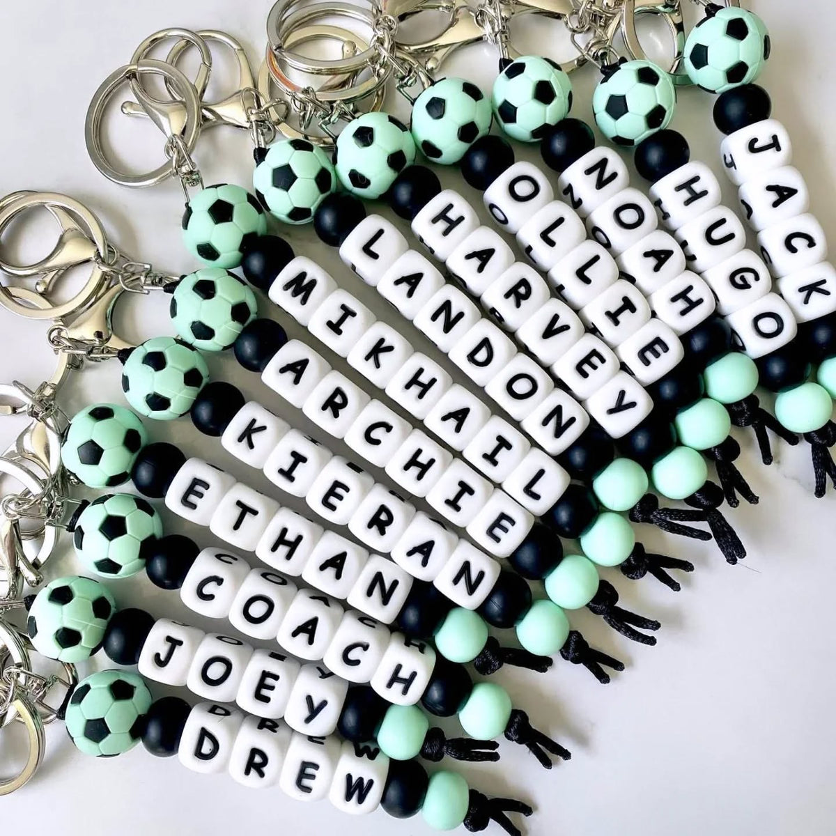 Personalised Coloured Soccer Ball Keyring