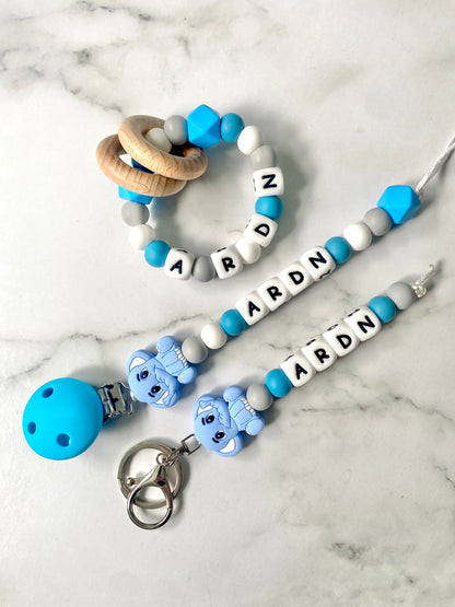 Personalised Dummy Chain - Boy Elephant