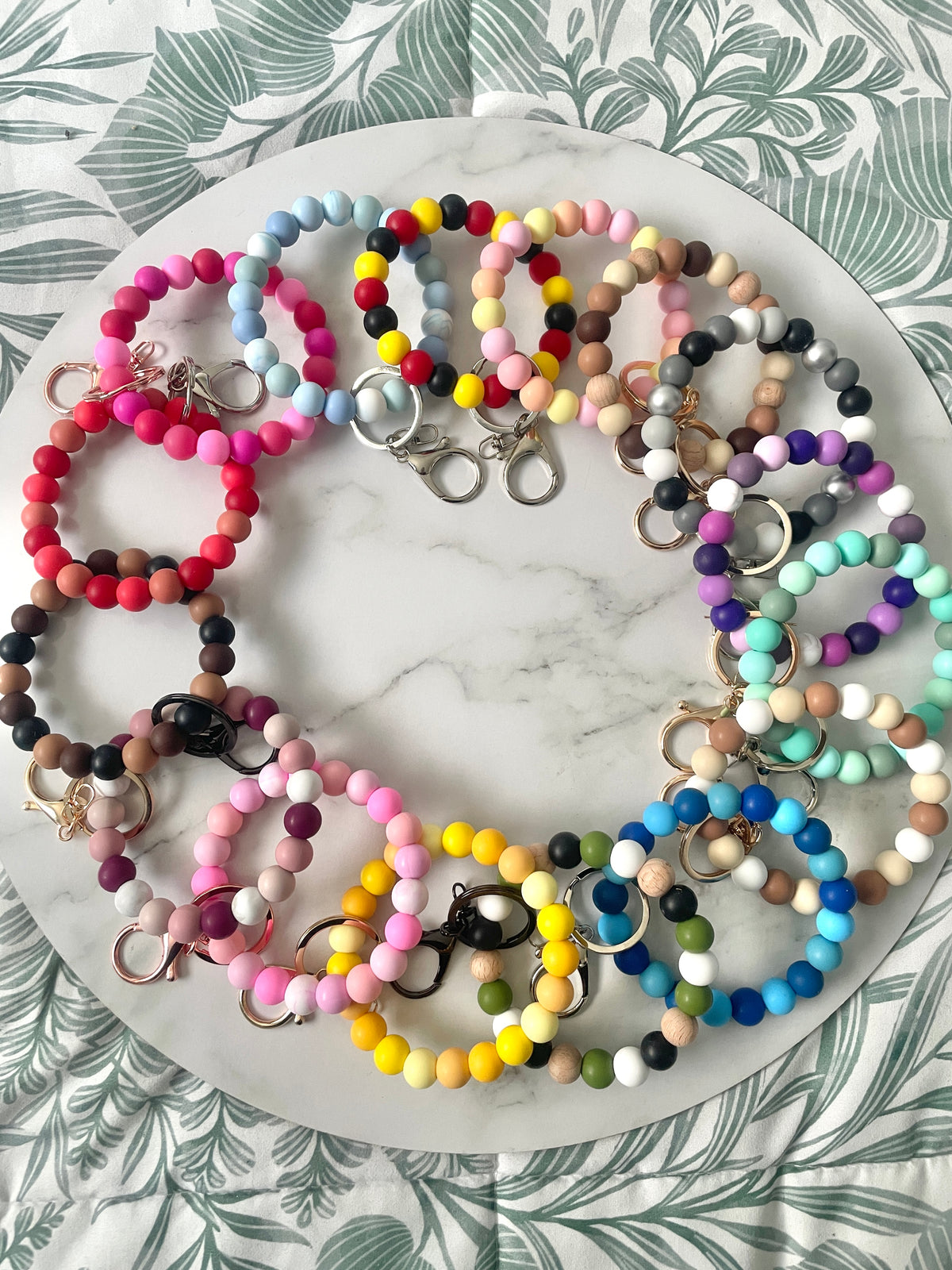 Silicone Beaded Wristlet Keychain