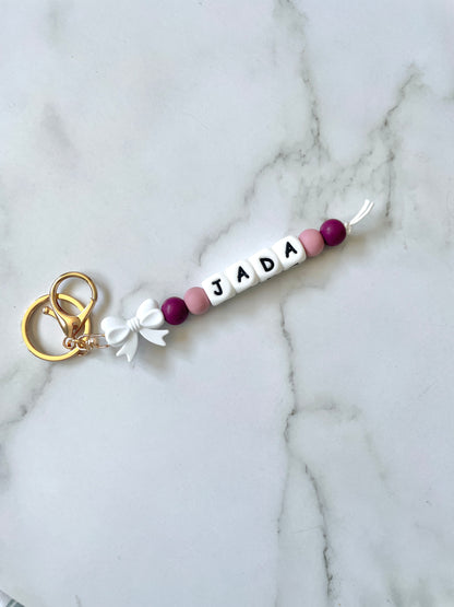 Girls Personalized Bow Keyring