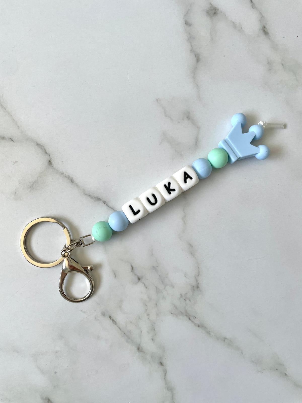 Personalised Crown Keyring – Beads & Bubs