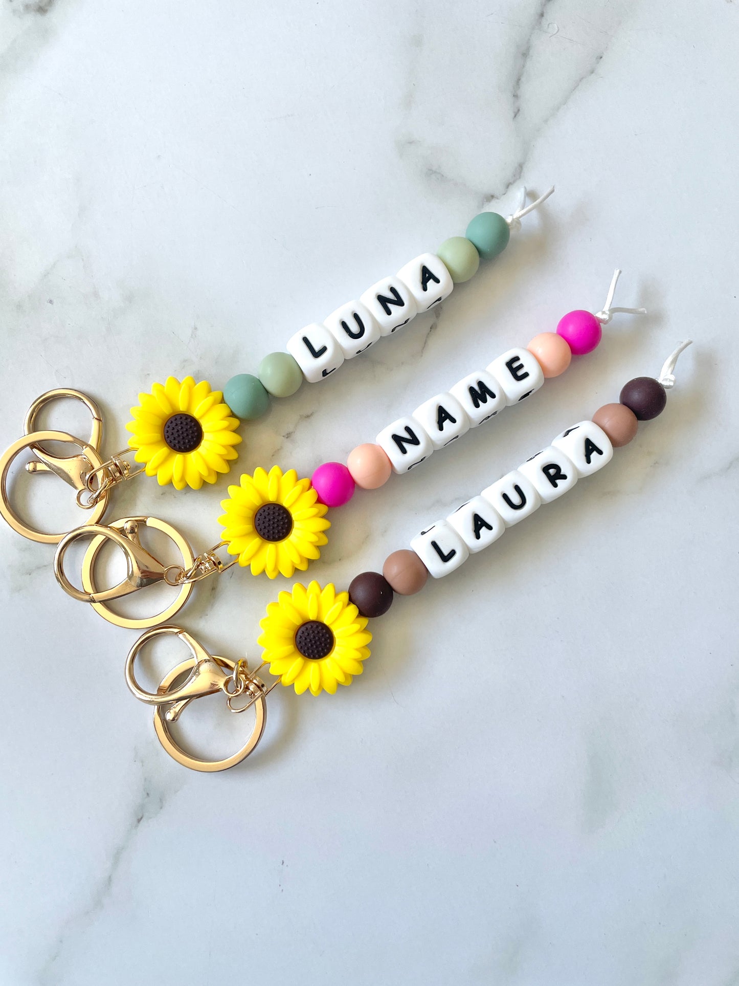 Personalised Sunflower Keyring