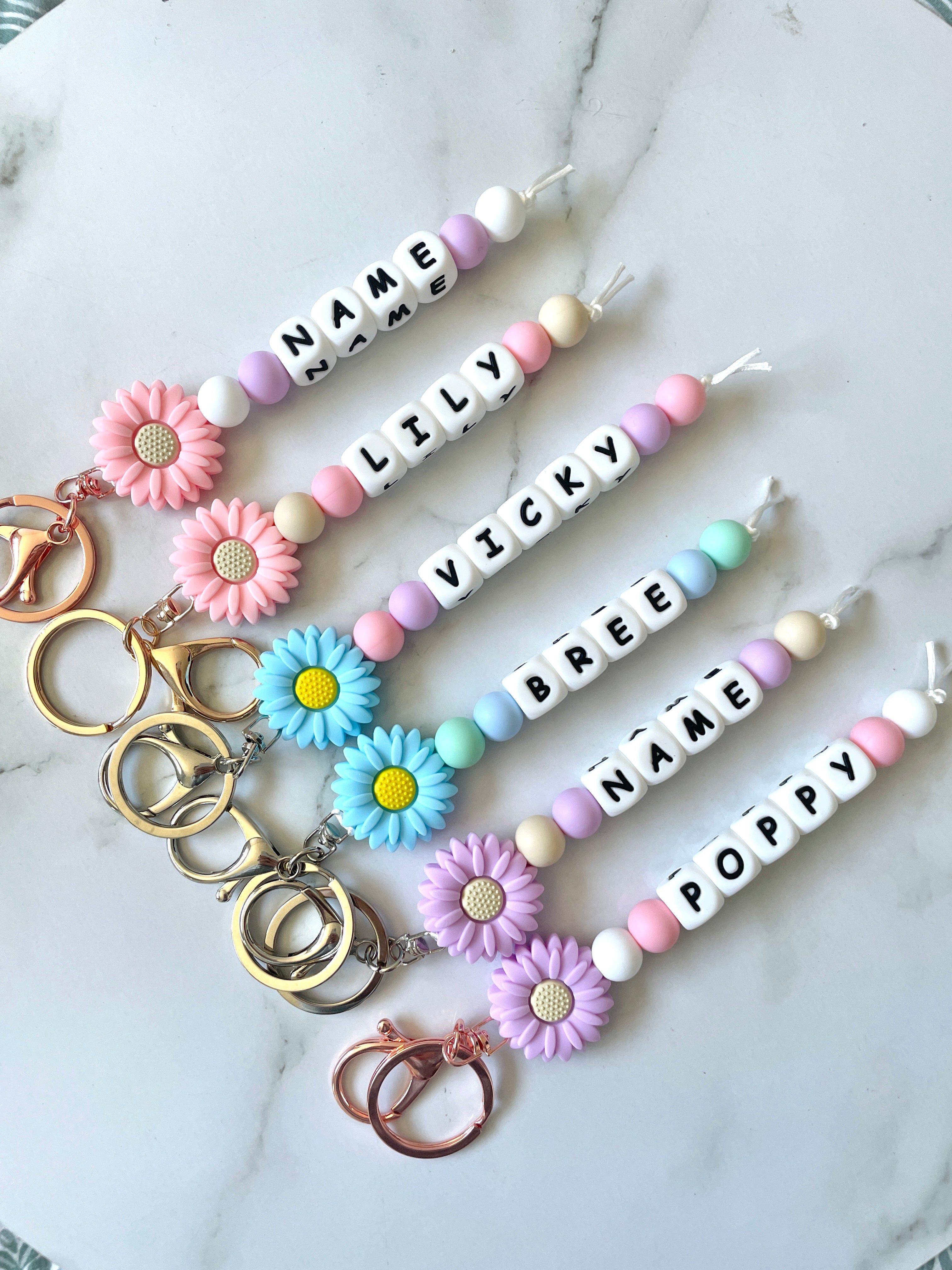 Name on sale beads keychain