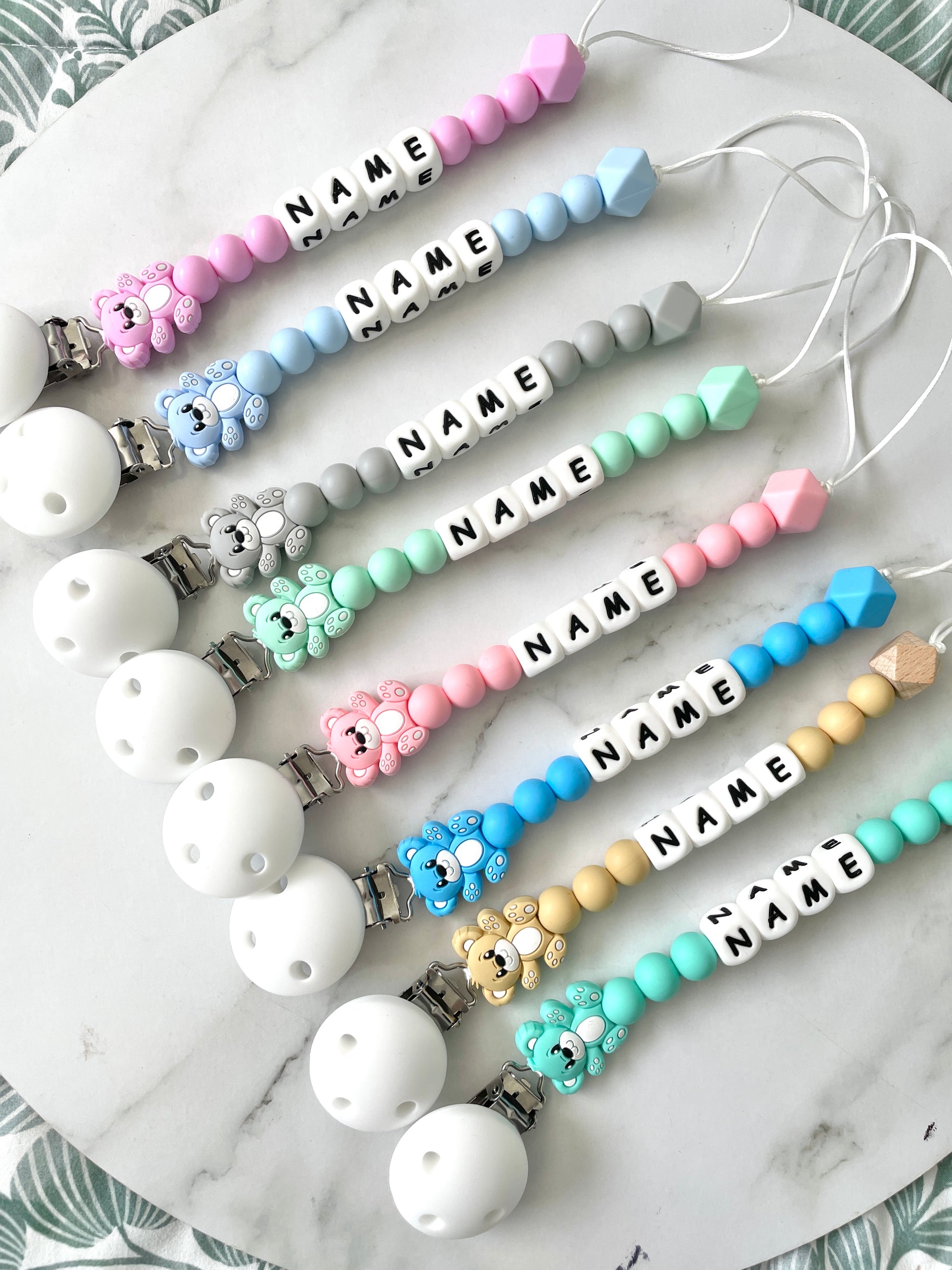Beads Personalised Pacifier Clip Personalised Dummy Chain Teddy