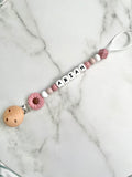 Personalised dummy chain, dummy clip, dummy holder, blush daisy, Ariah design.