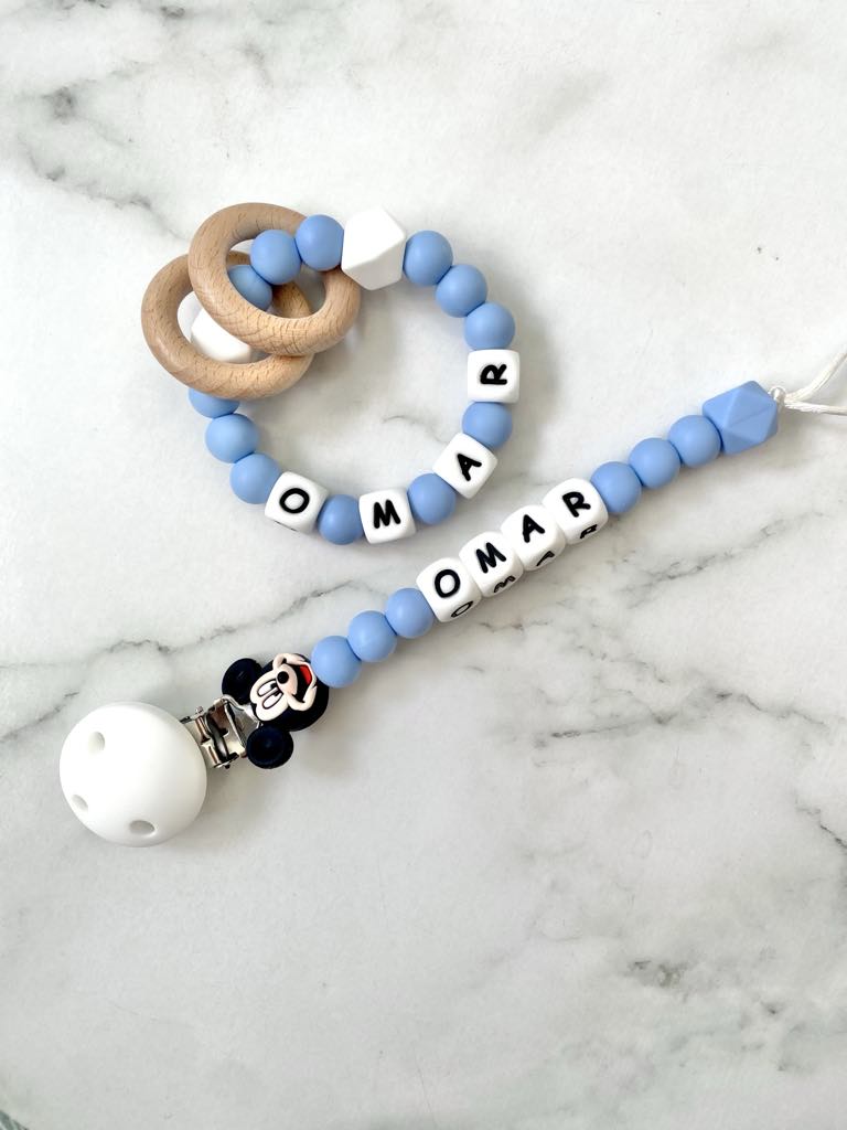 Personalised Dummy Chain - Limited Edition Boy Mouse