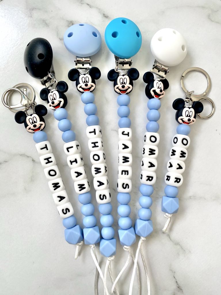 Personalised Dummy Chain - Limited Edition Boy Mouse
