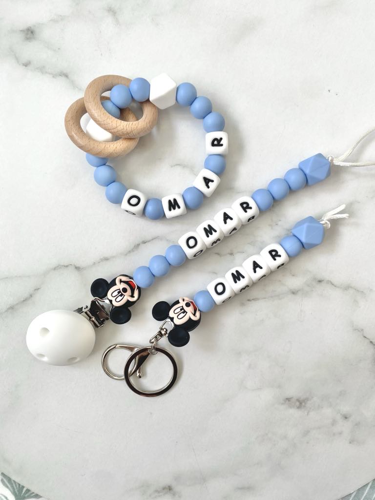 Personalised Dummy Chain - Limited Edition Boy Mouse