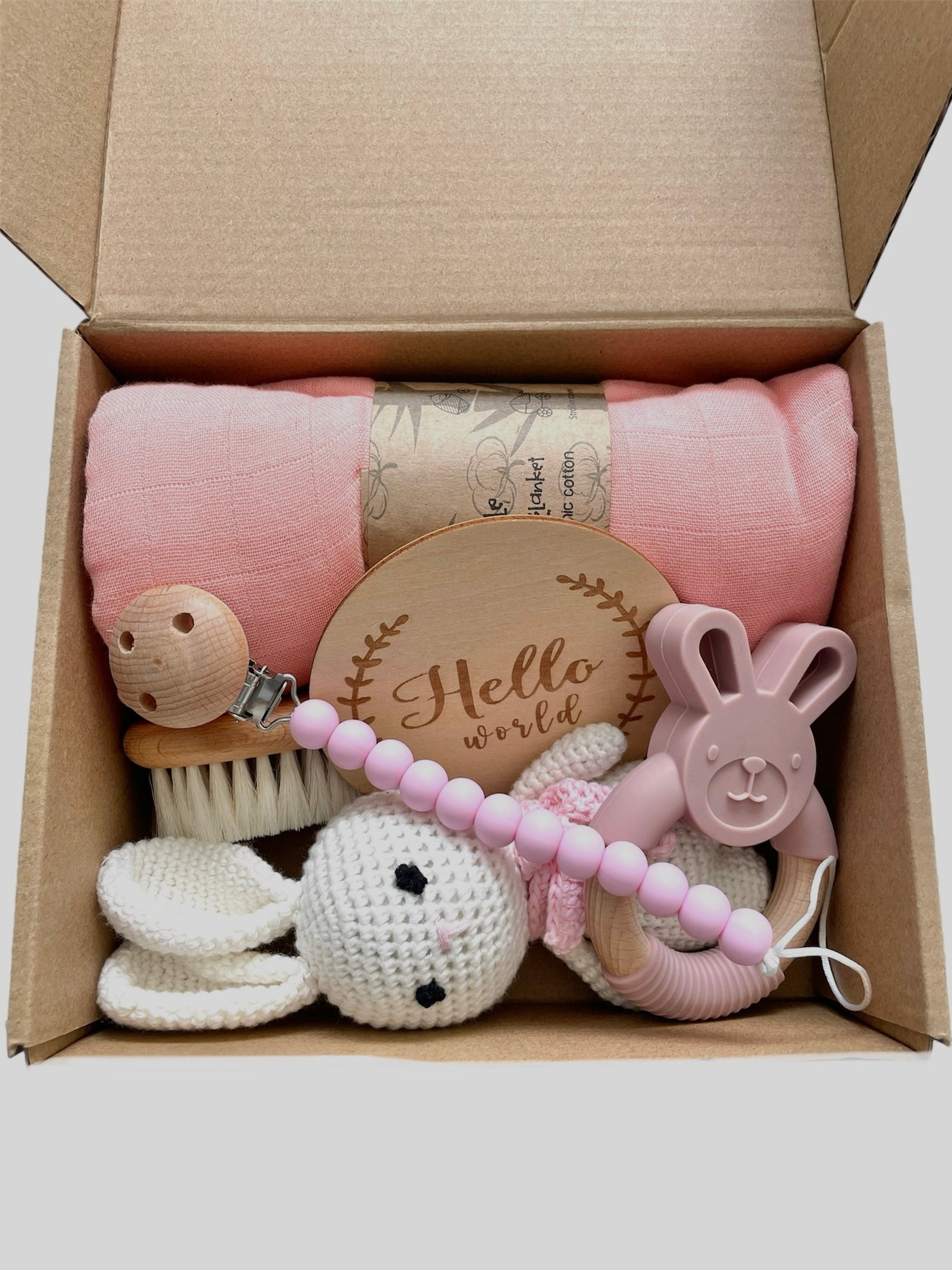 Newborn gift hamper, baby shower gift, baby gift box, pink