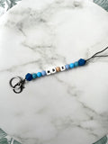 personalised teacher lanyard blue