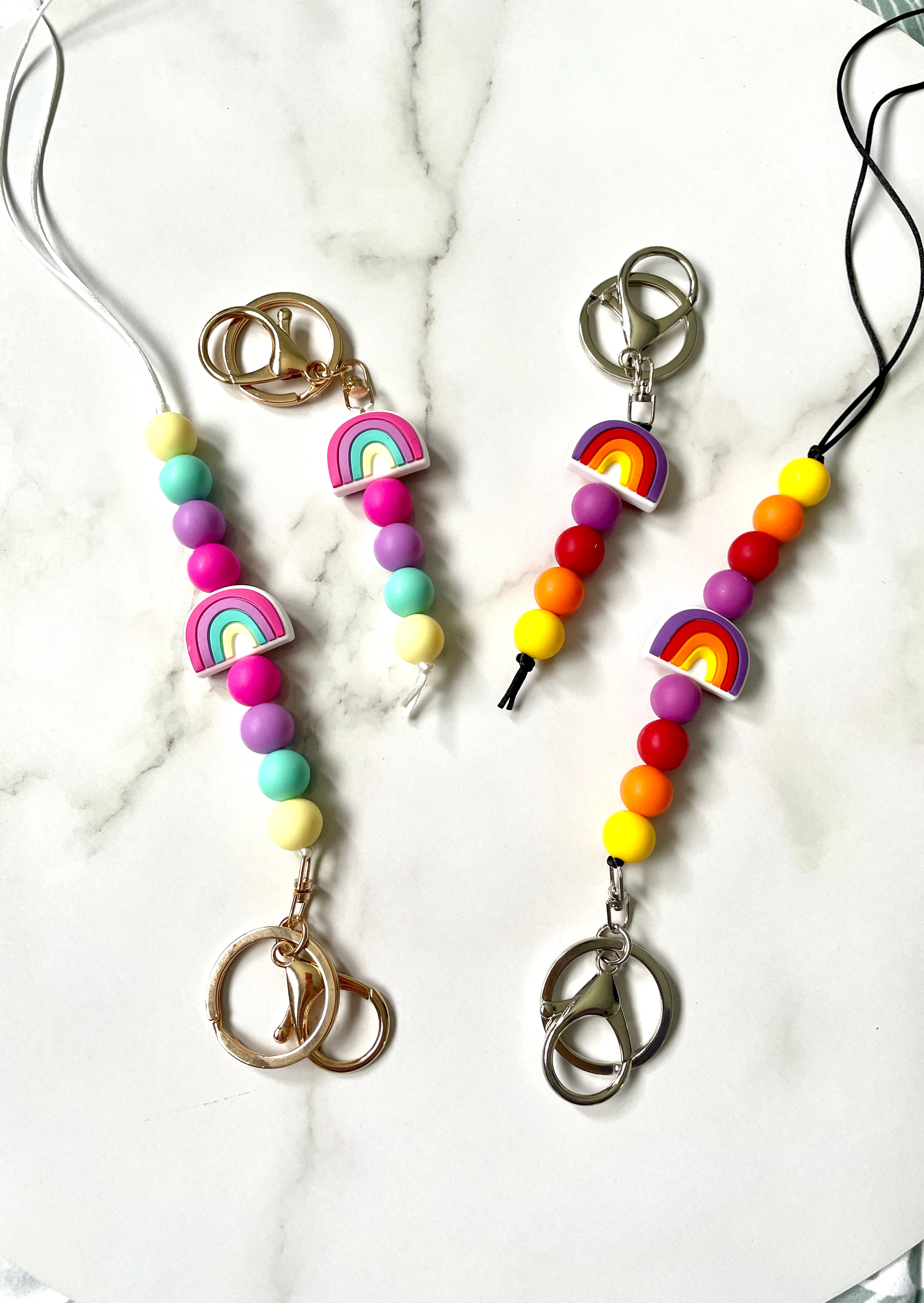 rainbow lanyard and keychain set