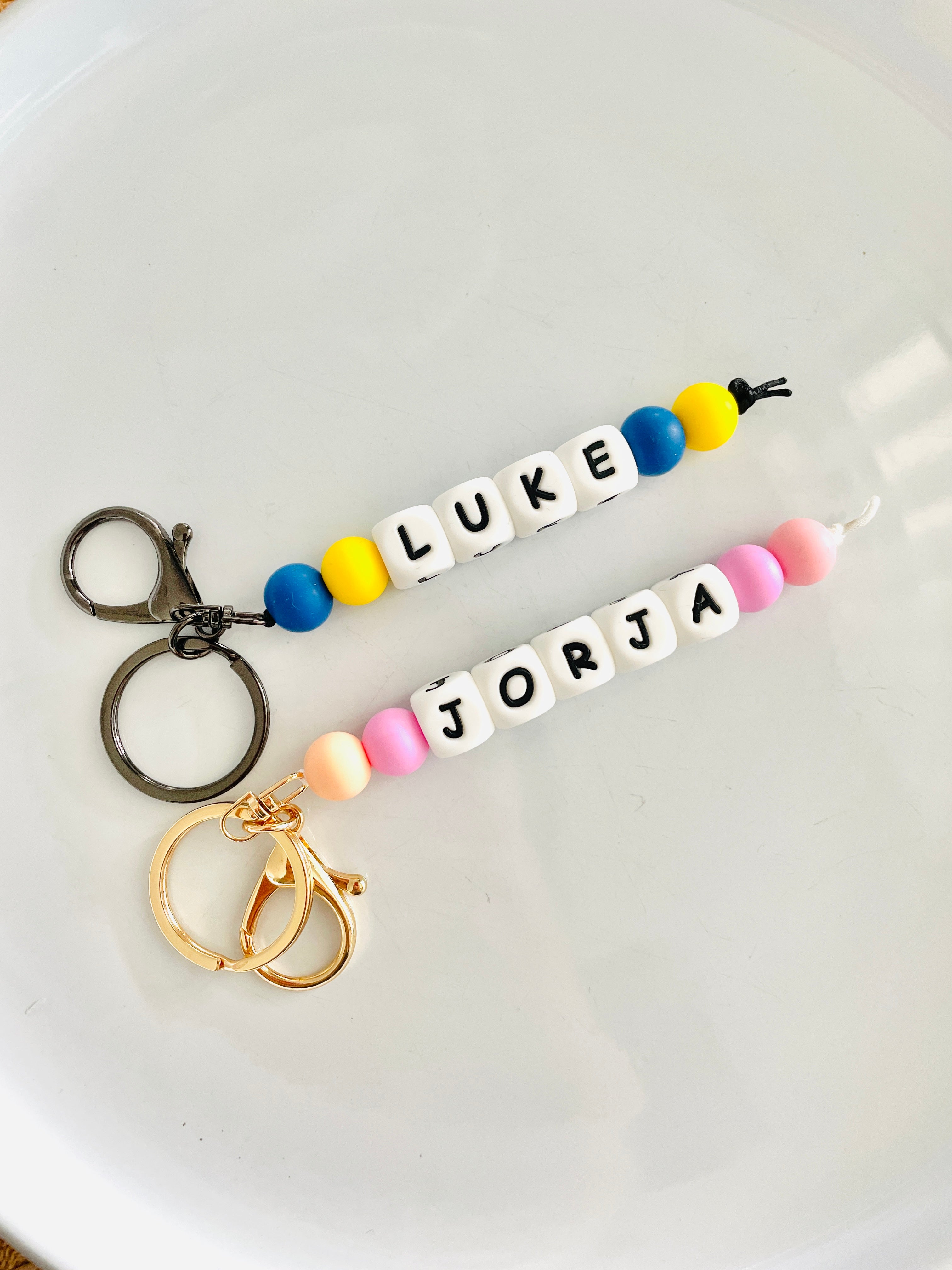 Name hot sale bead keyrings