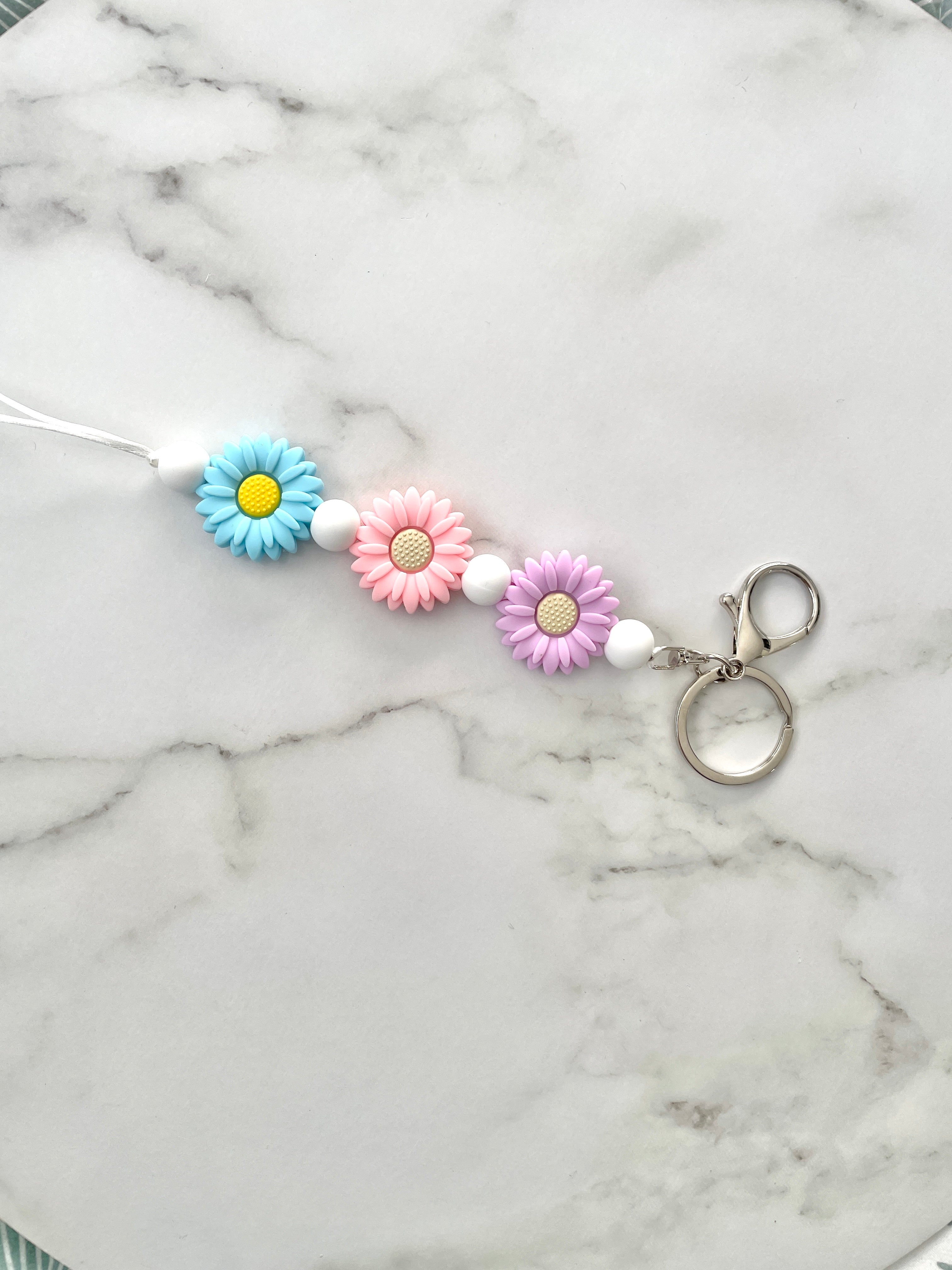 flower trio lanyard pink/blue/purple mix