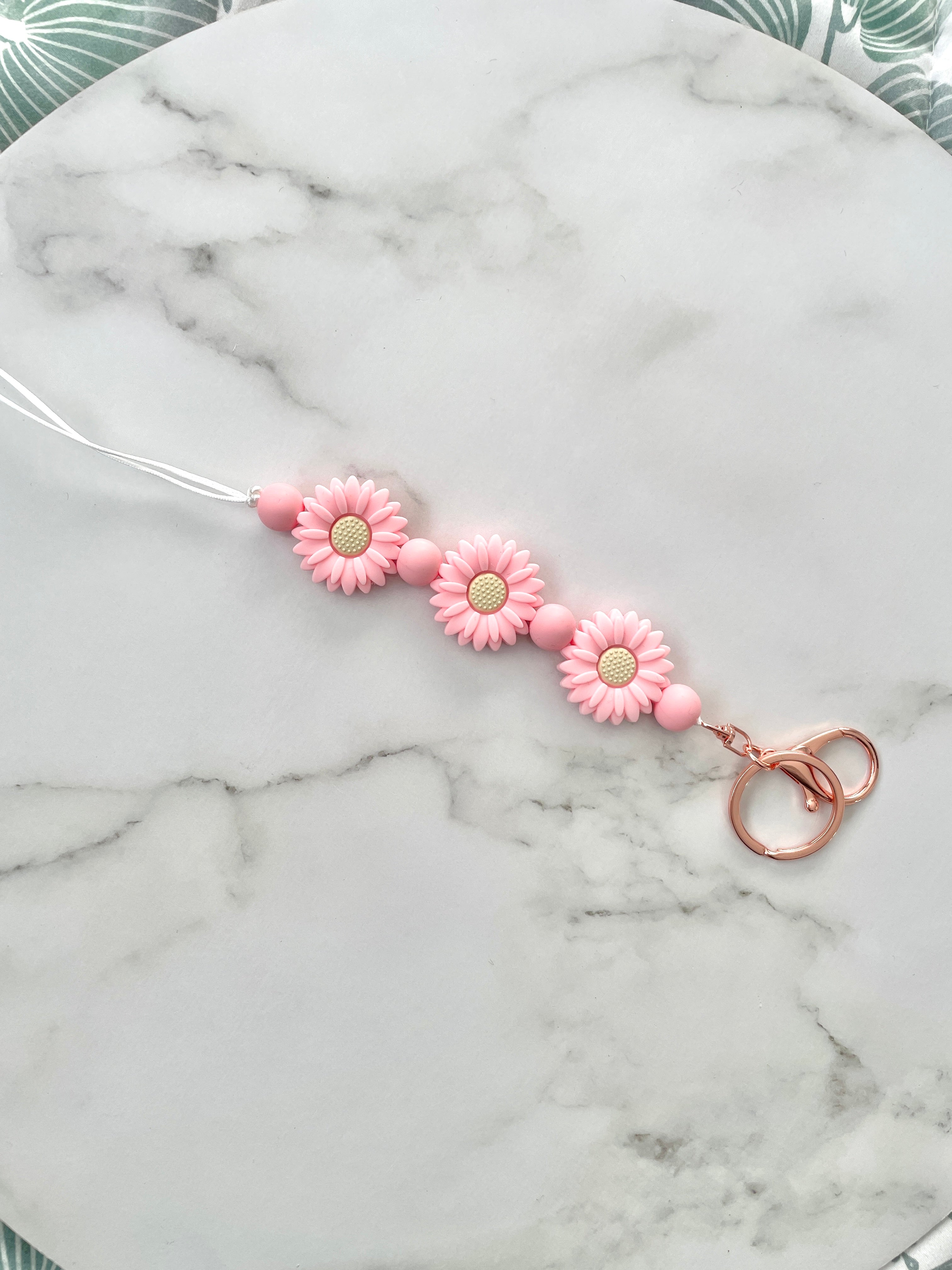 flower trio lanyard pink