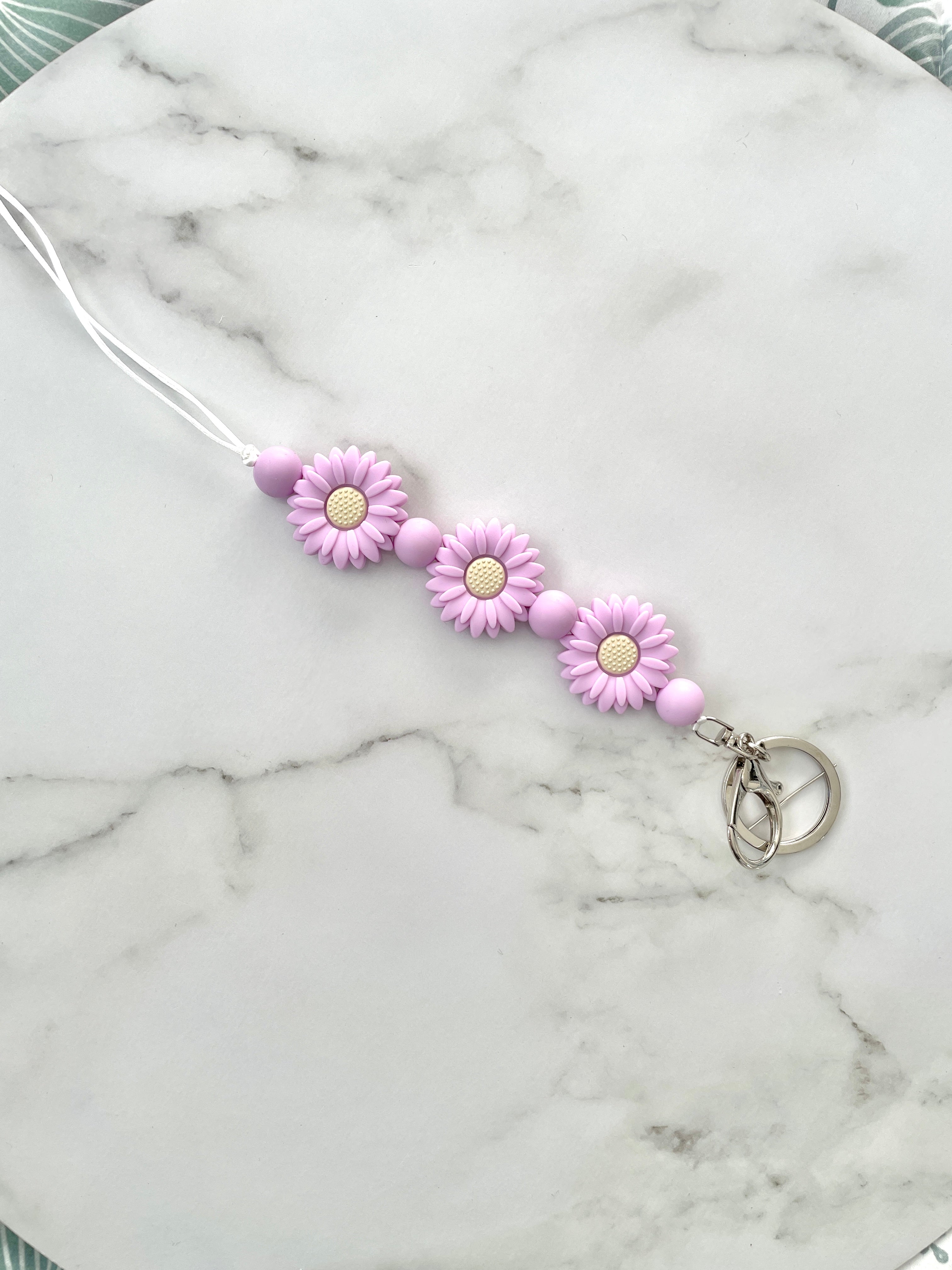 flower trio lanyard purple
