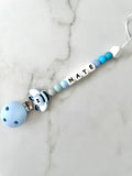 Personalised dummy chain, dummy clip, dummy holder, blue bee, Nate design.