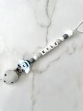 Personalised dummy chain, dummy clip, dummy holder, blue bee, Kyle design.