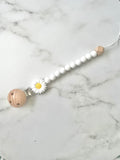 Dummy Chain, beaded dummy Clip, Dummy Holder, white flower.