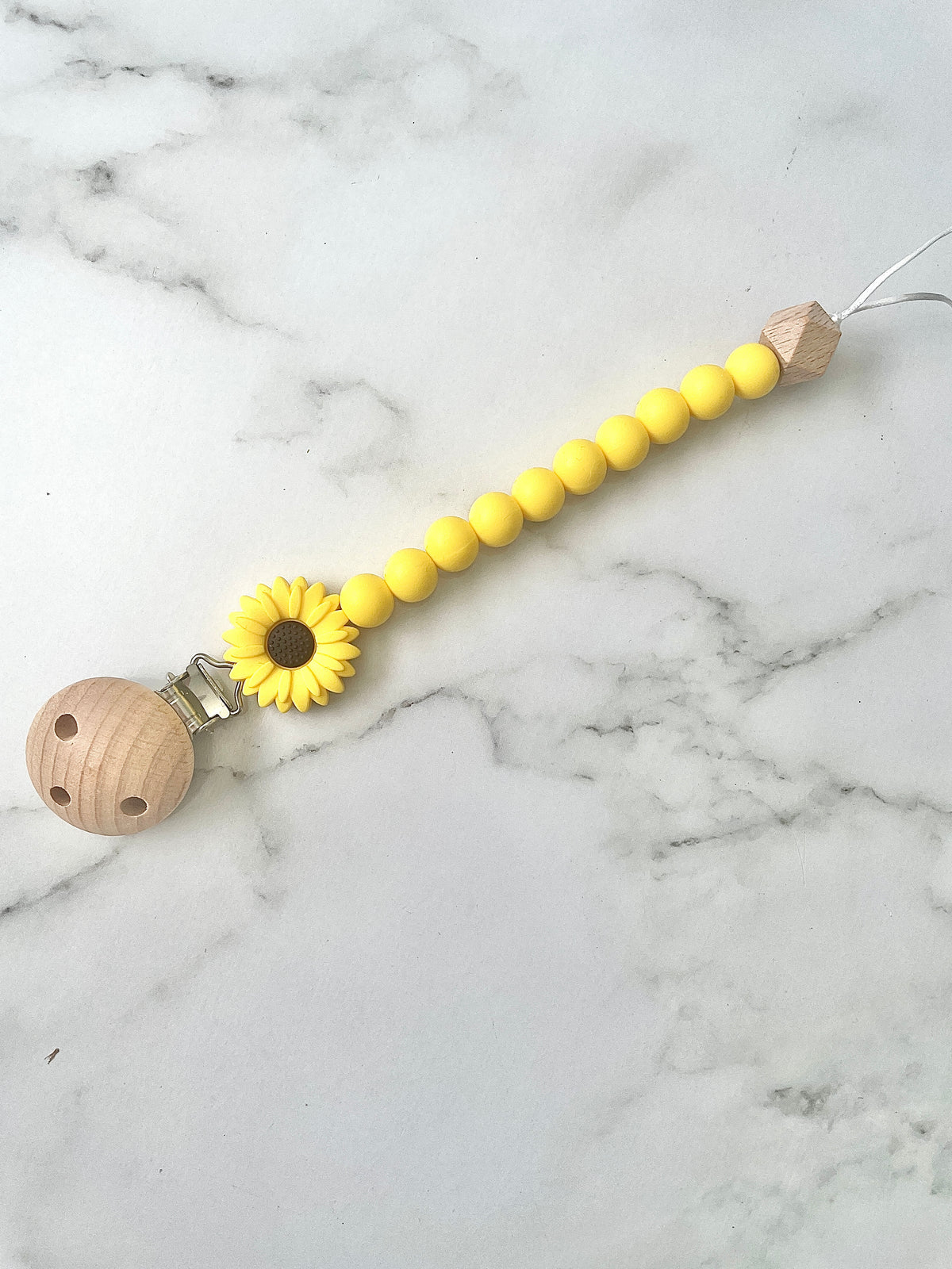 Dummy Chain, beaded dummy Clip, Dummy Holder, yellow flower.