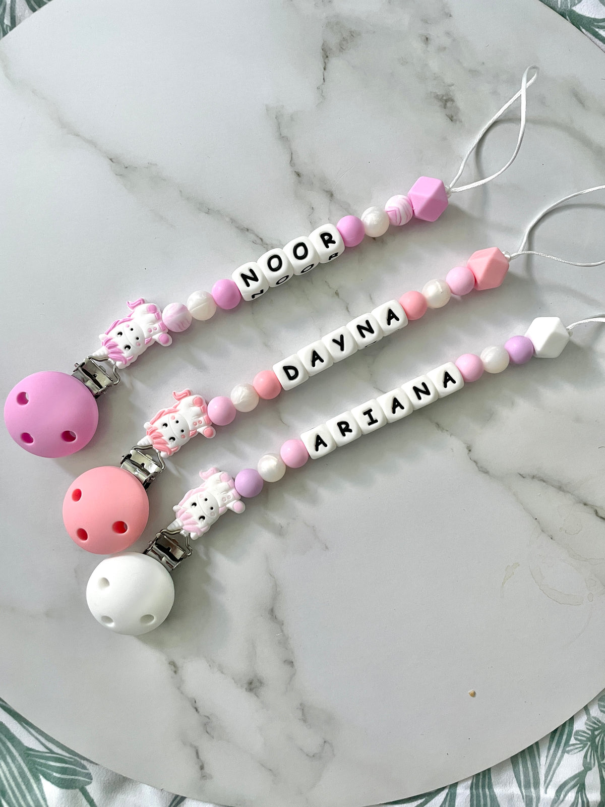 Personalised dummy chain, dummy clip, dummy holder, unicorn.