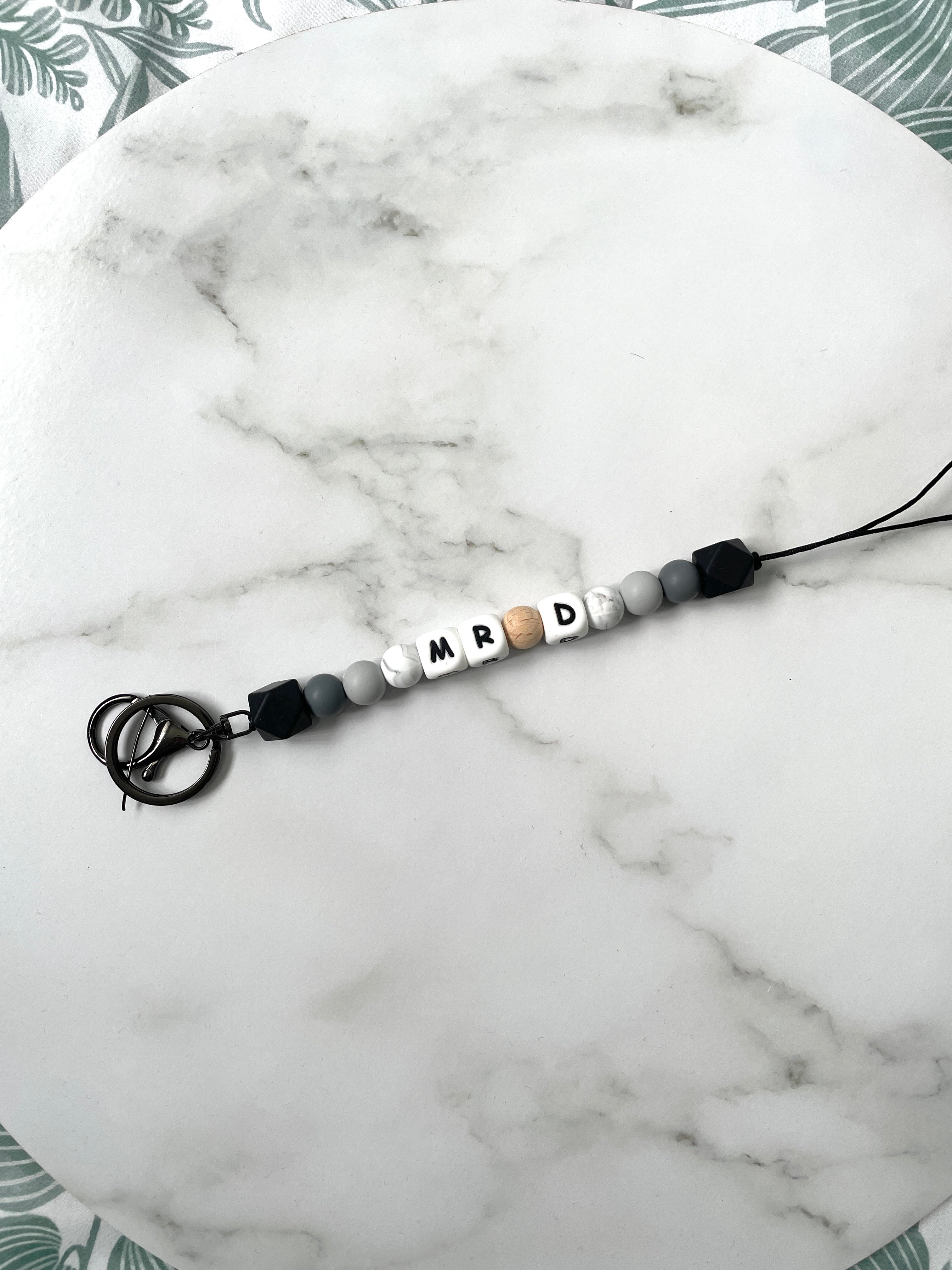 personalised teacher lanyard monochrome