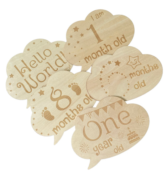 Wooden Cloud Baby Milestone Cards