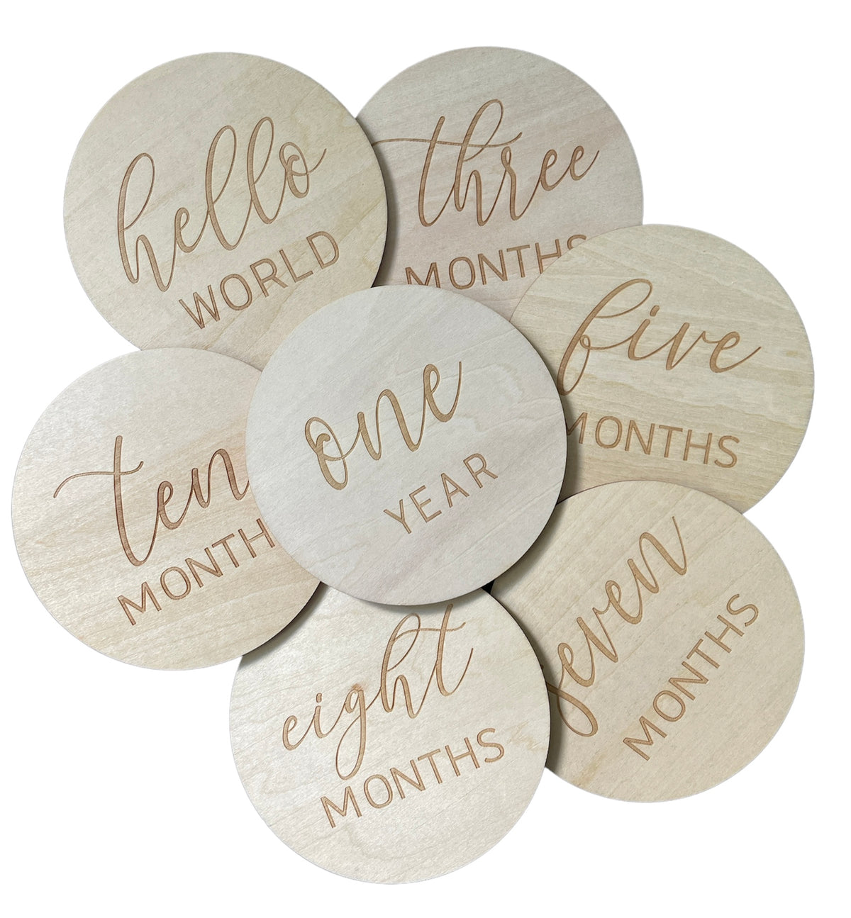 Wooden Cursive Baby Milestone Cards