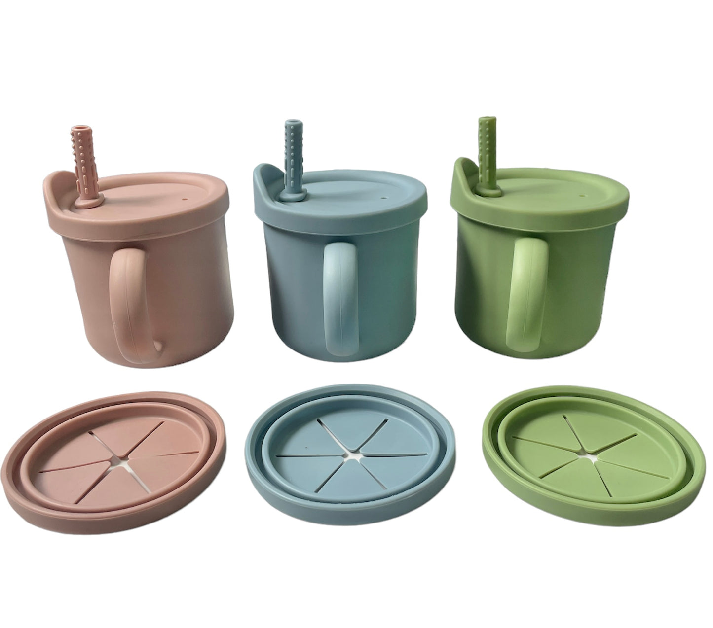 The 4-in-1 Silicone Toddler Straw Snack Cup